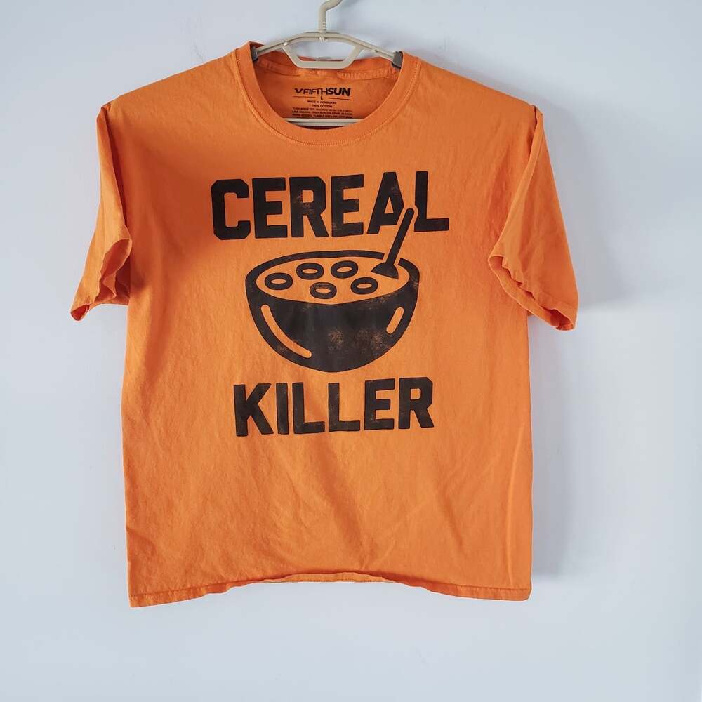 Cereal Killer Graphic Orange T-Shirt Size L